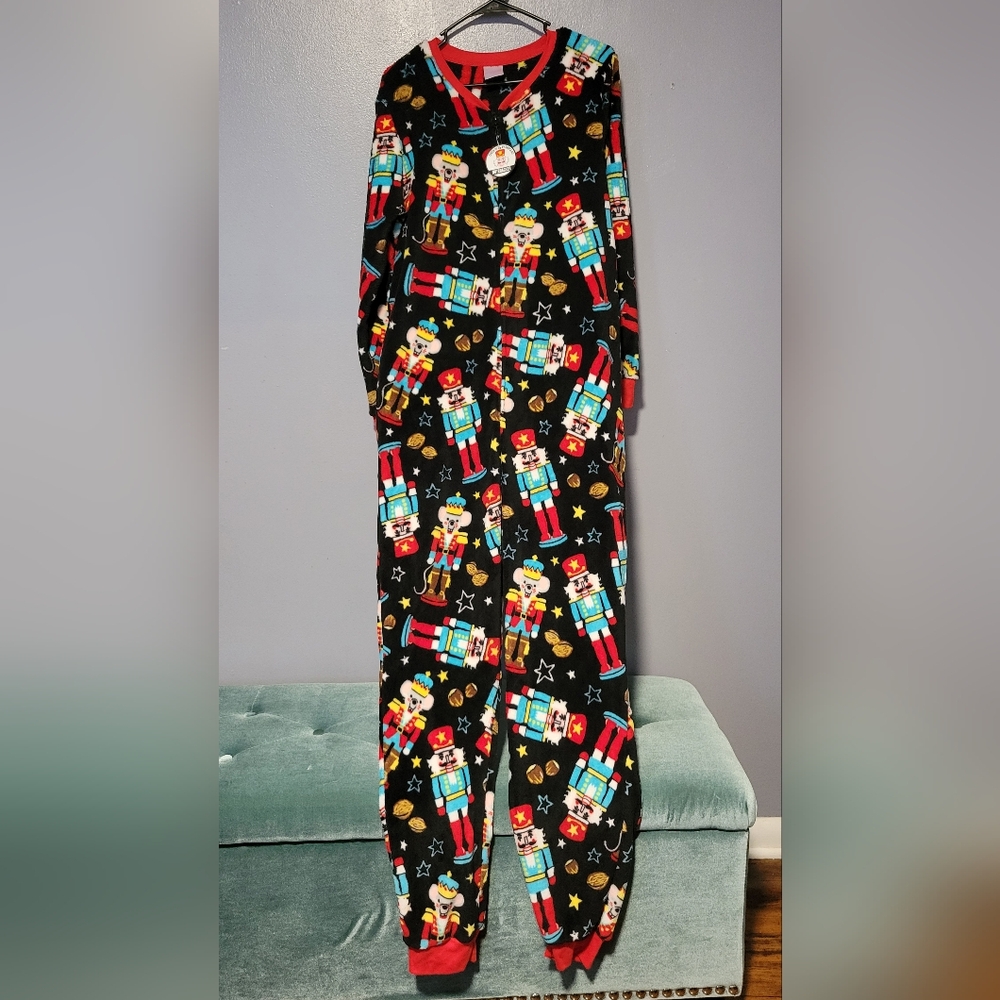 Secret Treasures Nutcracker Lets Get Crackin Dropseat Fleece Onesie Pajamas